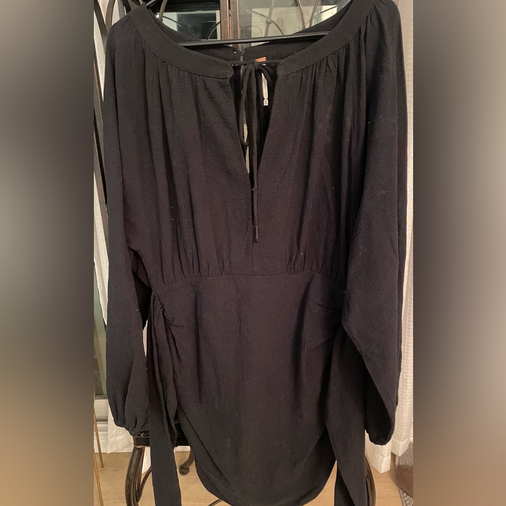 Free People Black Tie-Front Dress